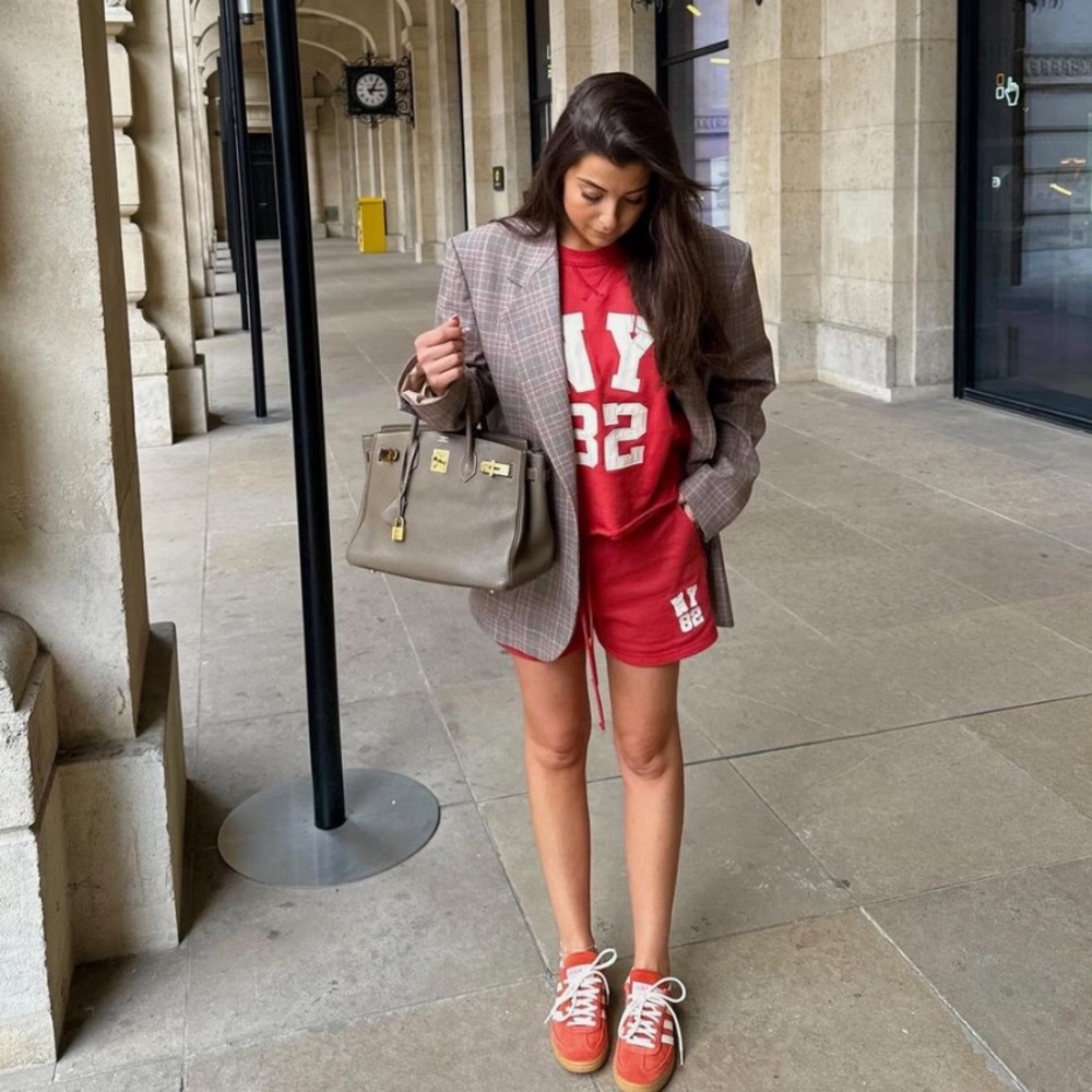 NWT Zara 2 Piece “NY 82” Varsity Plush Sweat Shirt and Matching Shorts Set - Picture 6 of 15